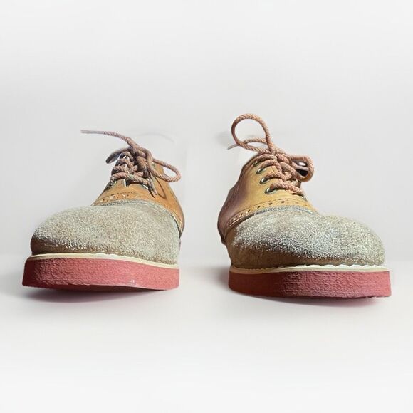 Quoddy Men’s 9 Tan Suede Saddle Shoes USA Made Handsewn Leather Sole Vintage - Picture 6 of 16